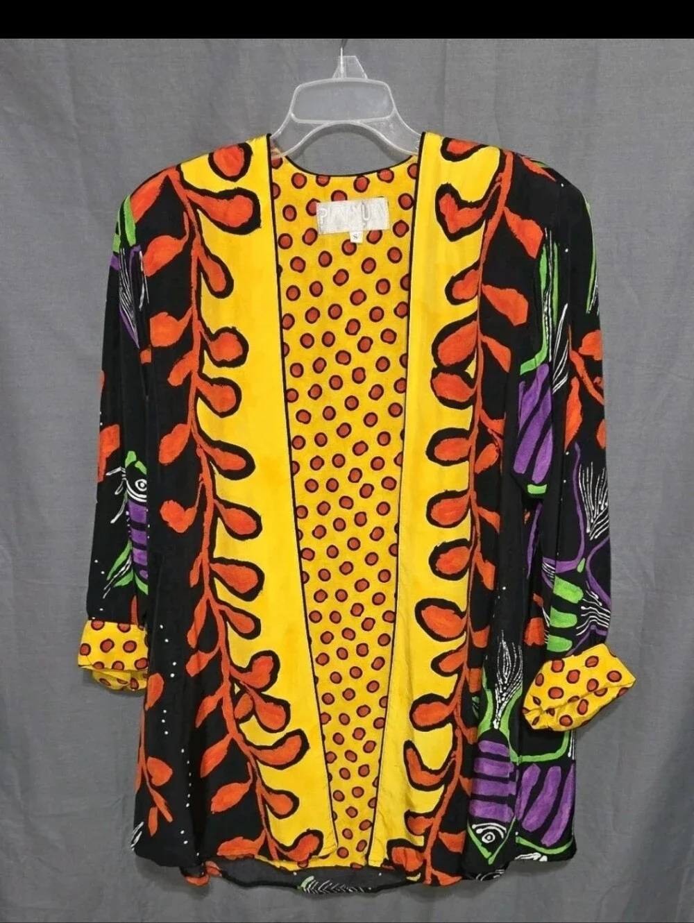 Vintage 80s Platinum Dorothy Schoelen Wearable Art Jacket Shoulder Pads USA Sz S - Picture 1 of 9